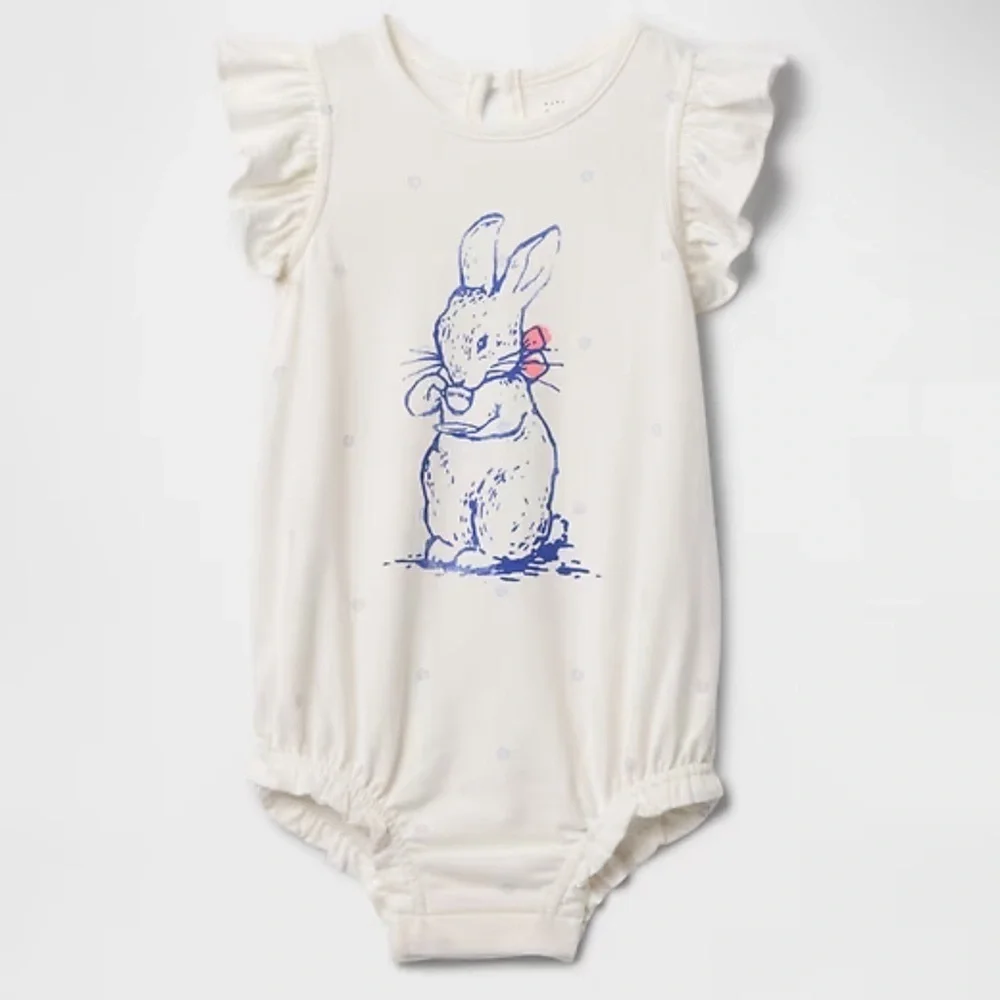 GAP White and Blue Bunny One Piece rabbit